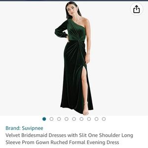 Emerald Green Velvet Bridemaid / Evening Dress